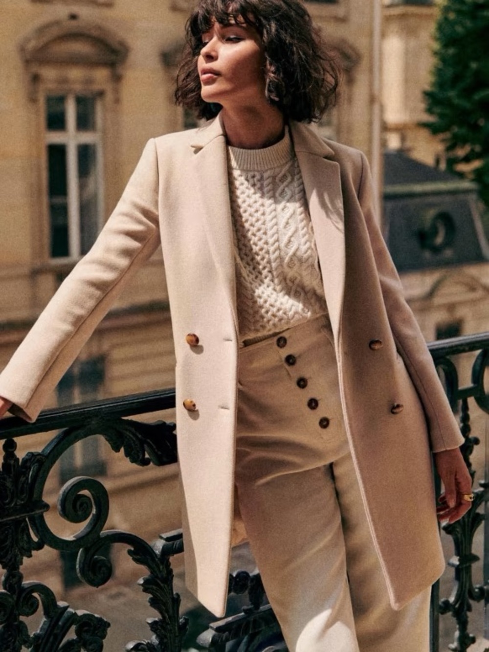 Sezane Johnson coat in sand sz US 4 / FR 36
